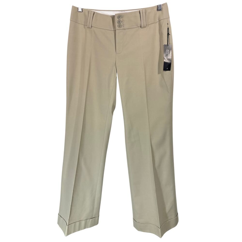 NWT Banana Republic Jackson Fit Wide Leg Pants Sz 4 Beige Stretch Work Trousers